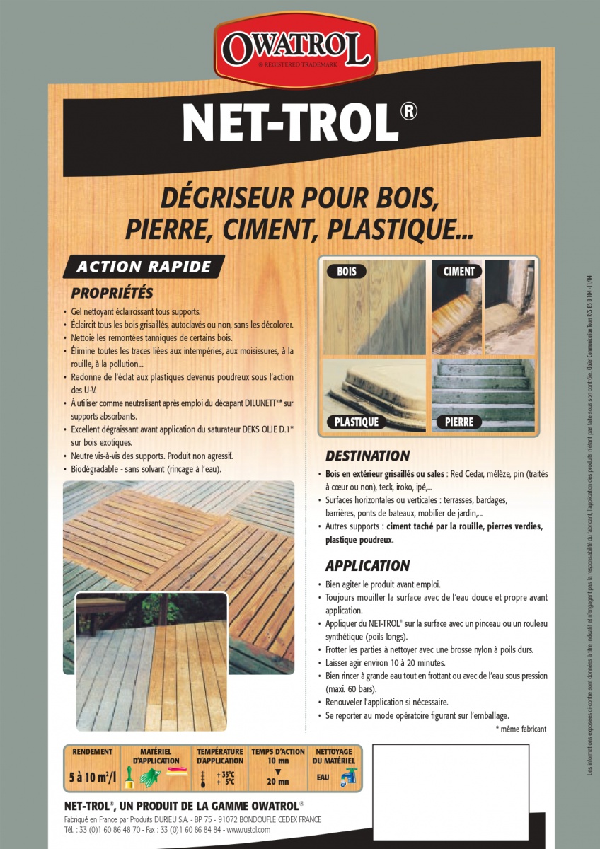 Fiche Net Trol - Dégrisseur pour bois